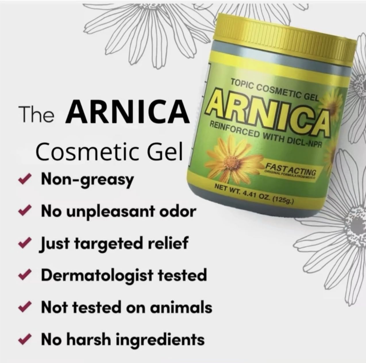 Arnica Sore Muscle Massage Gel Pomade – Natural, Fast-Absorbing (Diclofenac & Naproxen)