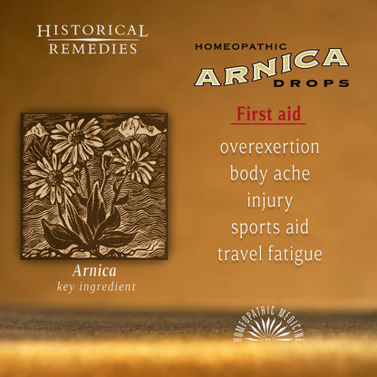 Historical Remedies Arnica Drops (1 Pack) | Natural First Aid for Injuries, Soreness & Fatigue | Organic Tangerine Flavor, Vegan & Gluten-Free