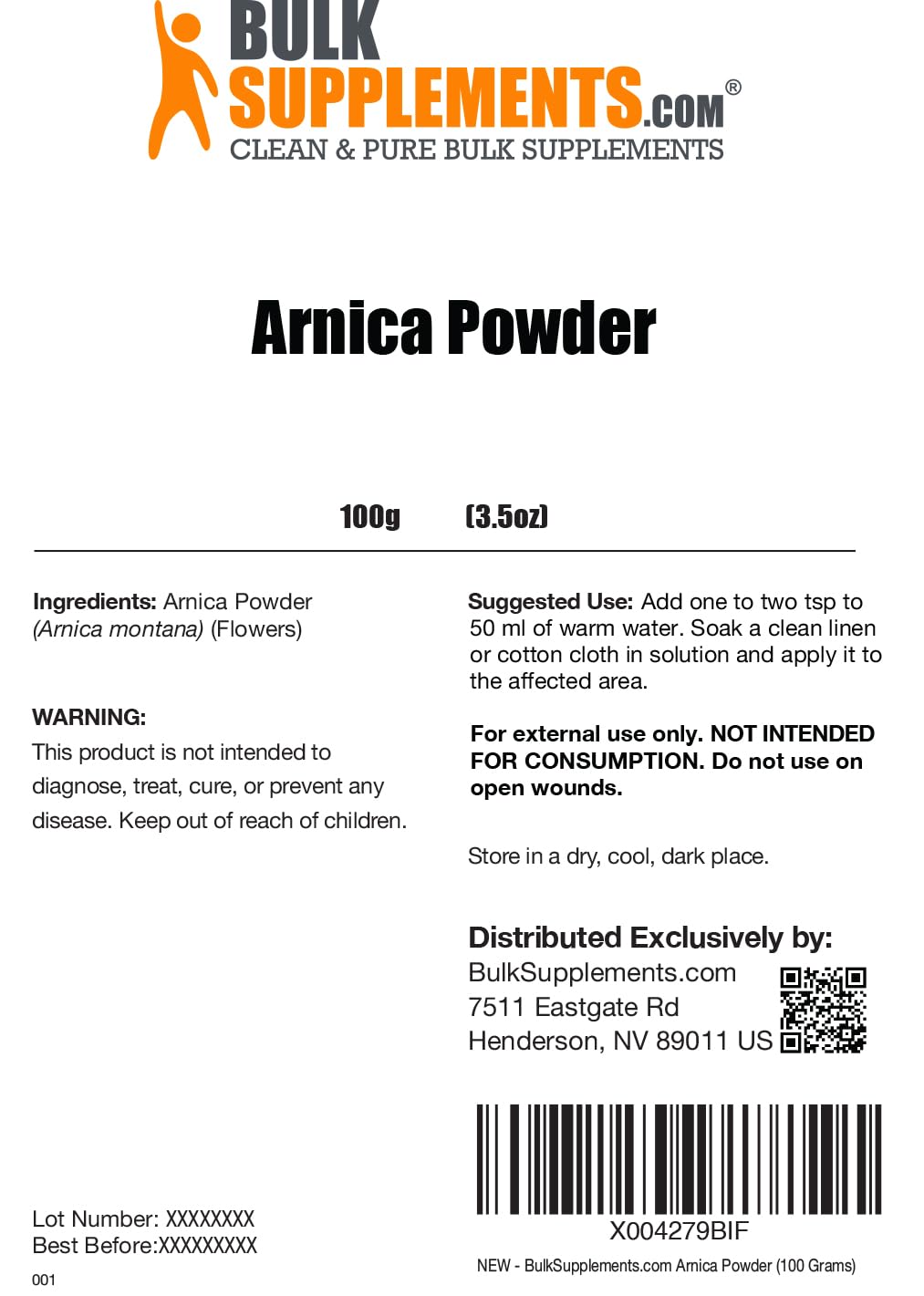 Arnica Powder 100g (3.5 oz) – Arnica Montana, Herbal Supplement | BulkSupplements