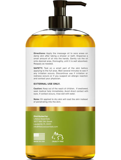 Arnica Sore Muscle Massage Oil – 100% Pure & Natural, 8 oz