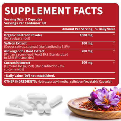 Arofum Saffron Extract with Ashwagandha – Mood & Focus Support, 120 Count