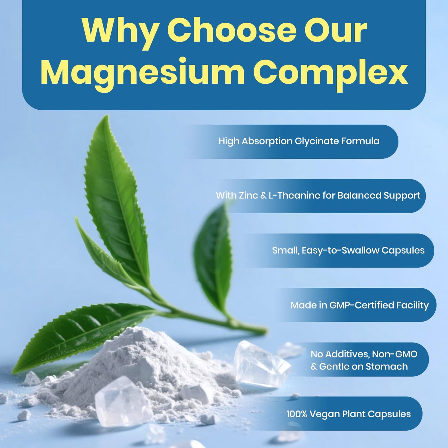 AROFUM Magnesium Glycine 200 mg, with L-theanine and Zinc Glycine – Magnesium Supplement to Help Soothe Emotions, Balance Stress, and Promote restful Sleep – Non-GMO Vegan Capsules, 120 Capsules