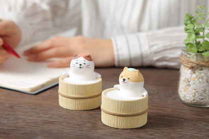 Aroma Ceramic Stone Diffuser [Japan Import] - Non-Electric Passive Aromatherapy Diffuser, Cute Animal Design (Bathing Dog)
