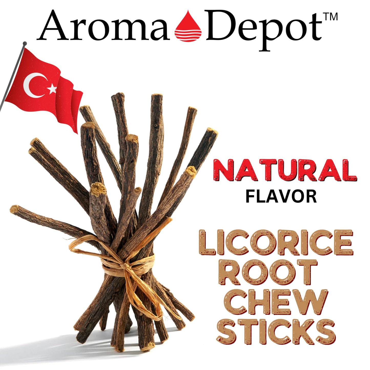 Aroma Depot 8 oz Licorice Root Chew Sticks – 6.5-7 inches, 100% Natural, Gluten-Free, Glycyrrhiza Glabra from Turkey