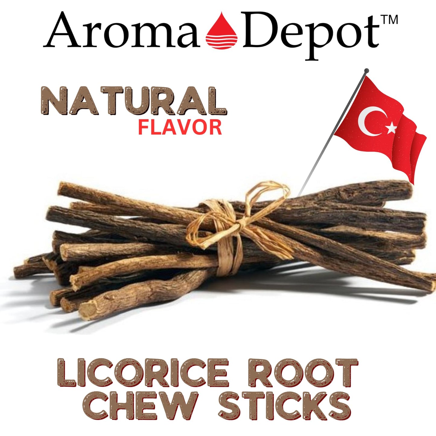 Aroma Depot 8 oz Licorice Root Chew Sticks – 6.5-7 inches, 100% Natural, Gluten-Free, Glycyrrhiza Glabra from Turkey