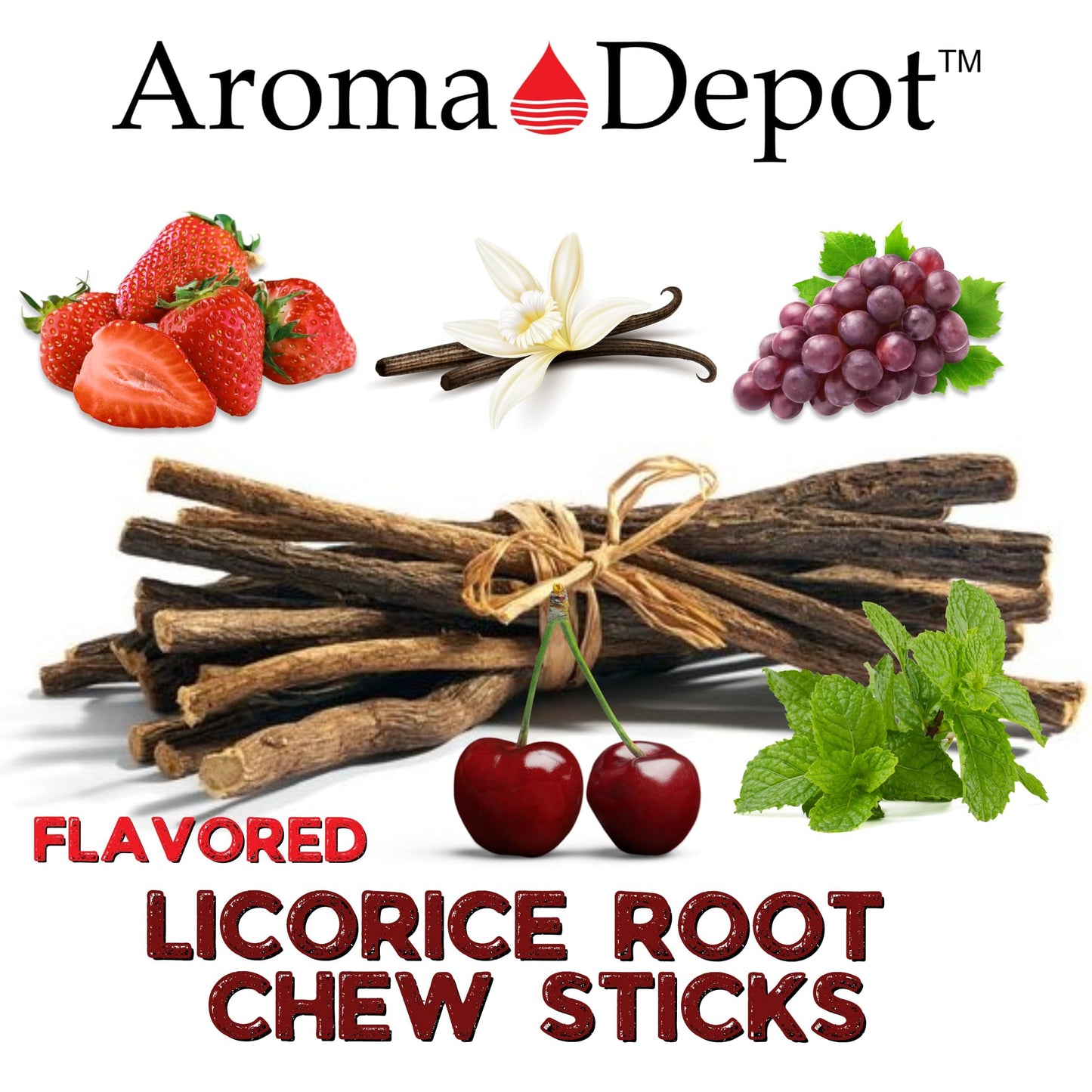 Aroma Depot 8 oz Licorice Root Chew Sticks – 6.5-7 inches, 100% Natural, Gluten-Free, Glycyrrhiza Glabra from Turkey