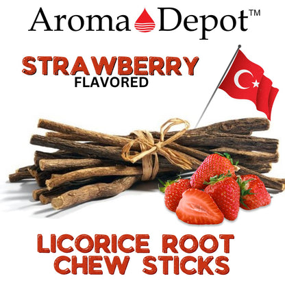Aroma Depot Strawberry Licorice Root Chew Sticks – 4 oz, 6.5-7 in, 100% Natural
