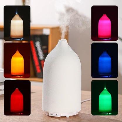 Aroma Diffuser 500ML Ceramic Ultrasonic – 7-Color LED, Auto Off
