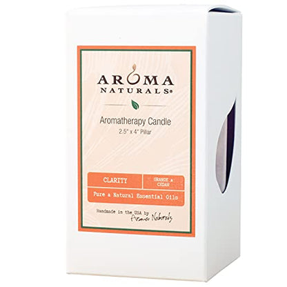 Aroma Naturals Orange & Cedar Pillar Candle – Clarity, 2.5x4 in