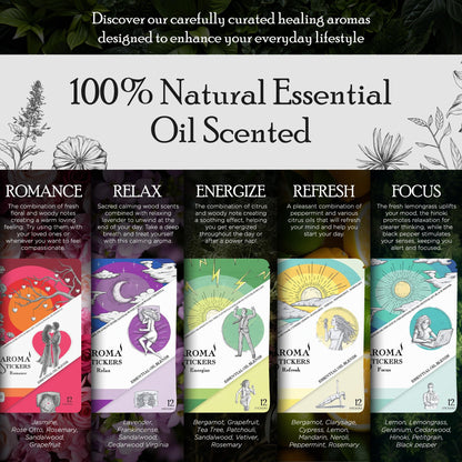 AROMA STICKERS Original Blend Edition – 60 Natural Diffuser Stickers (5 Blends, 12 Each)