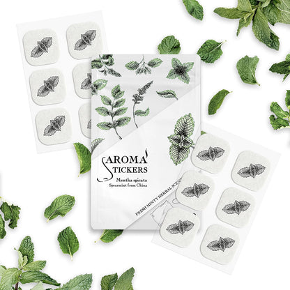 AROMA STICKERS® Spearmint – 100% Natural Essential Oil Scented Mask Stickers (12 Stickers/pc) | Face Mask & Pillow