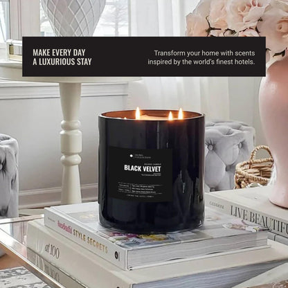 Aroma360 Black Velvet Scented Candle 55oz – Luxury Hotels Inspired, 300 Hour Burn Time