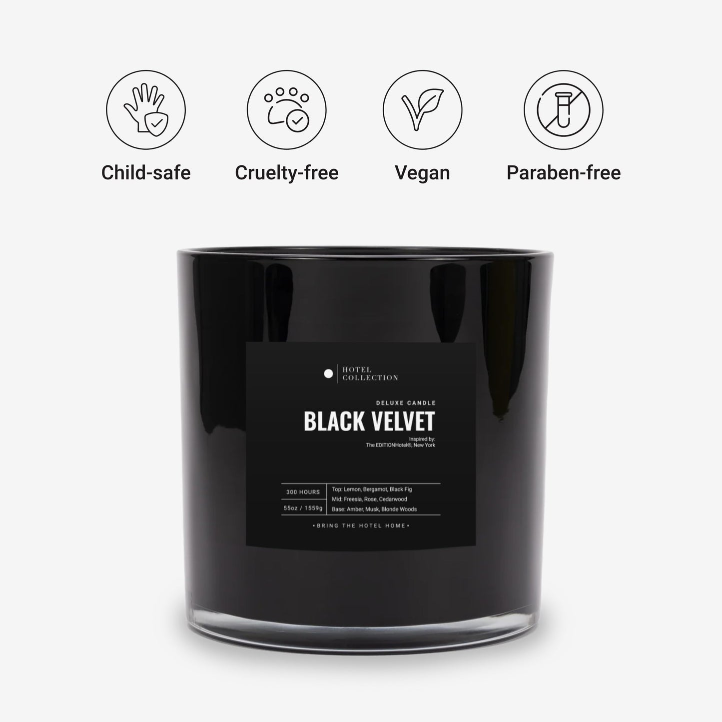 Aroma360 Black Velvet Scented Candle 55oz – Luxury Hotels Inspired, 300 Hour Burn Time