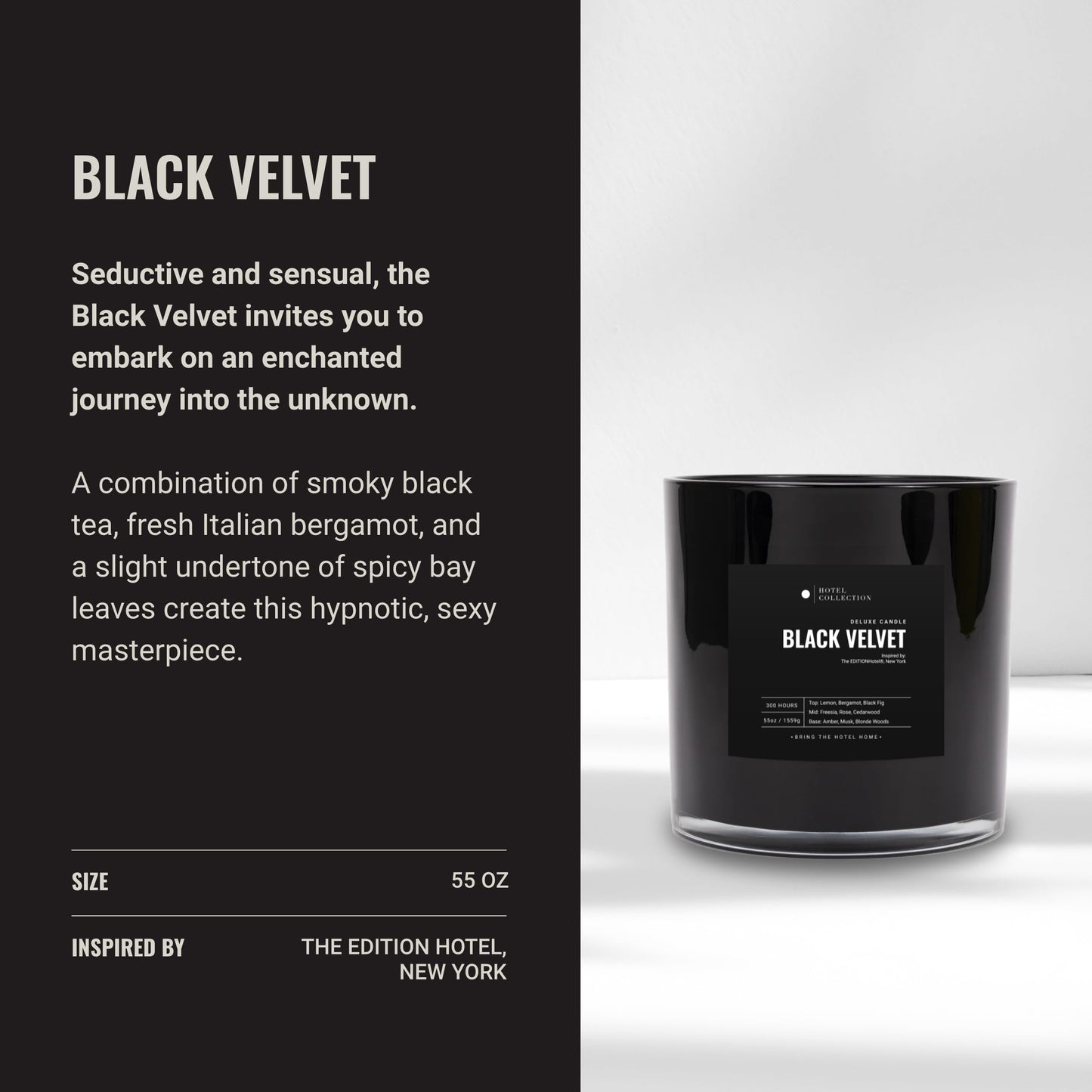 Aroma360 Black Velvet Scented Candle 55oz – Luxury Hotels Inspired, 300 Hour Burn Time