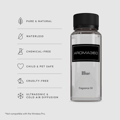 Aroma360 Blue Diffuser Oil Blend | Luxury Reed Diffuser Aromatherapy | Blue Cedar, Lavender & Eucalyptus | 4.1 fl oz (120 mL)