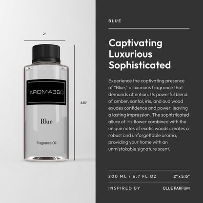Aroma360 Blue Diffuser Oil Blend | Luxury Essential Aromatherapy Reed Diffuser | 6.7 fl oz (200 mL)