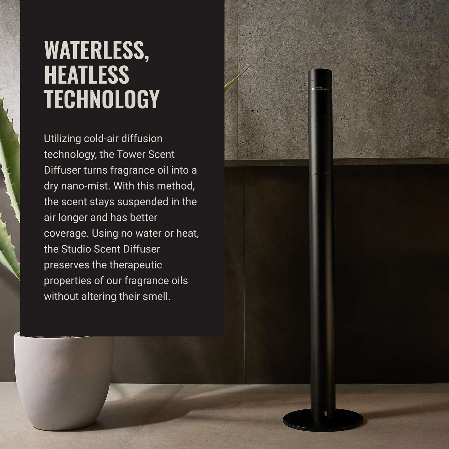 Hotel Collection Tower Scent Diffuser by Aroma360 — Remote, Waterless Diffusion, Up to 800 sq ft