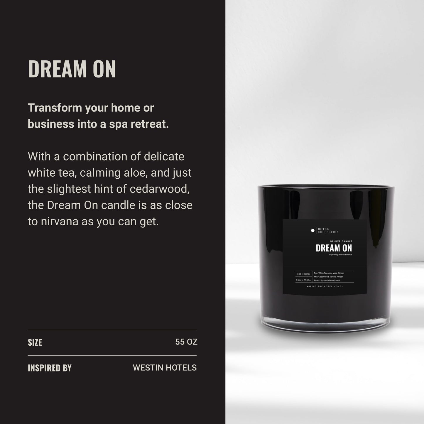 Aroma360 Dream On Deluxe Candle – Hotel-Inspired Scent with White Tea, Vanilla & Cedar | 55oz, 300-Hour Burn