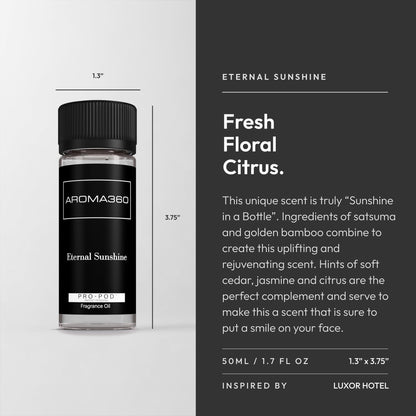 Aroma360 Eternal Sunshine Pro Pod Fragrance Oil Blend | Hotel-Inspired Luxury Diffuser Oil – Satsuma, Golden Bamboo & Cedar | 1.7 fl oz (50 mL)