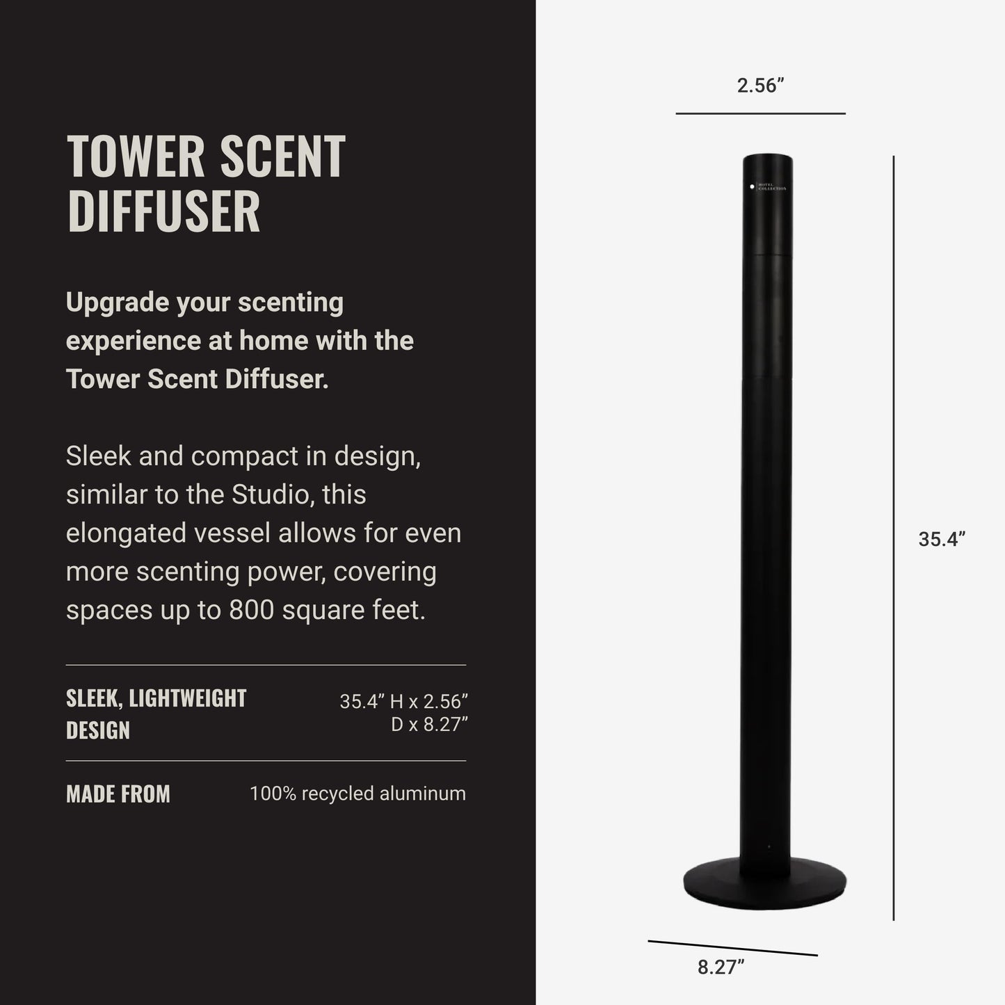 Hotel Collection Tower Scent Diffuser by Aroma360 — Remote, Waterless Diffusion, Up to 800 sq ft