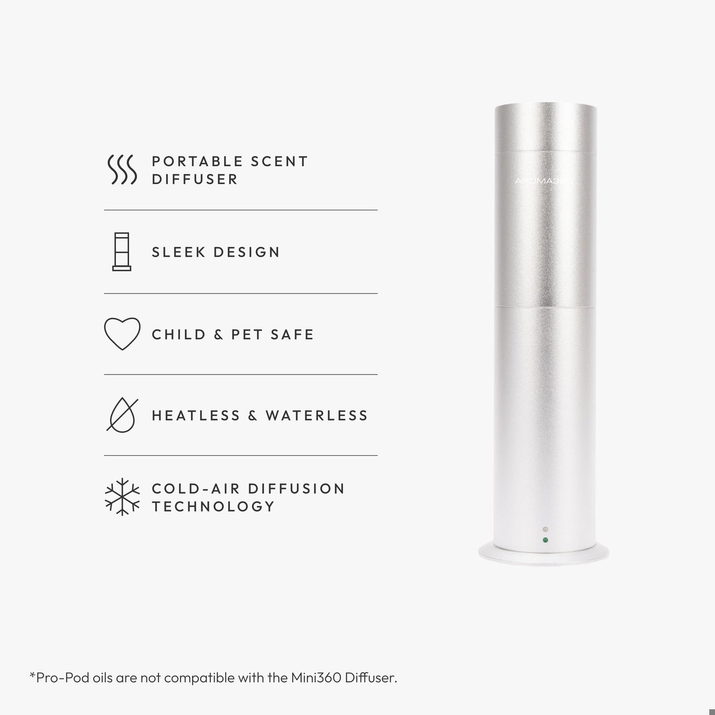 Aroma360 Mini Pro Scent Diffuser – Pro Pod Compatible, Cold-Air Diffusion, 600 sq ft