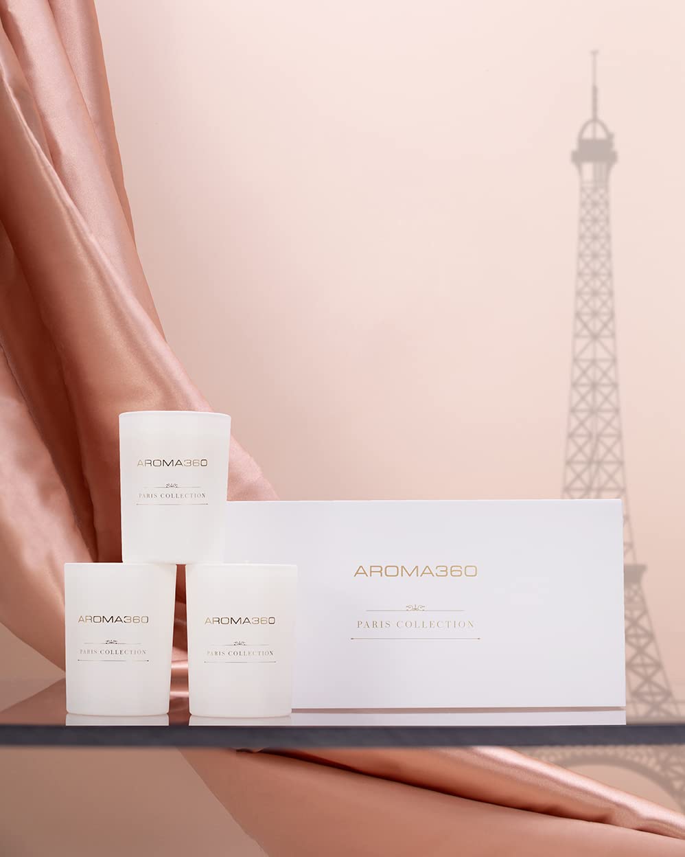 Aroma360 Paris Collection Chandelier Trio – Bergamot, Jasmine, Saffron & Sweet Berry Soy Candles