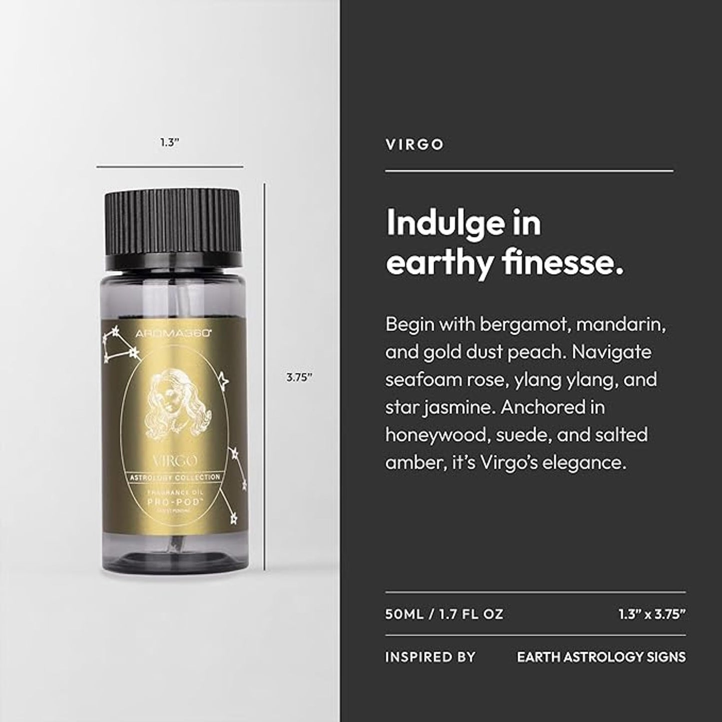 Aroma360 Pro Pod Virgo Fragrance Oil for Diffusers | Gold Dust Peach, Seafoam Rose & Honeywood, 50mL