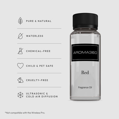 Aroma360 Red Diffuser Oil Blend – Luxury Reed Diffuser | Ruby Grapefruit, Heliotrope Petals & Amber | 4.1 fl oz (120 mL)