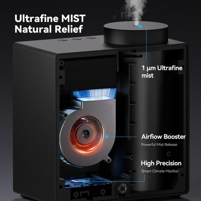 Aromadd 2026 Smart Waterless Diffuser – 2000 Sq Ft, Clock & Environment Display (Black)