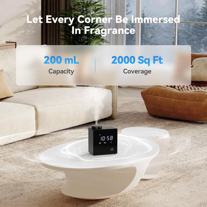Aromadd 2026 Smart Waterless Diffuser – 2000 Sq Ft, Clock & Environment Display (Black)