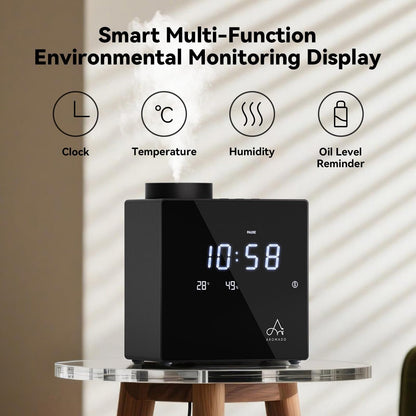 Aromadd 2026 Smart Waterless Diffuser – 2000 Sq Ft, Clock & Environment Display (Black)
