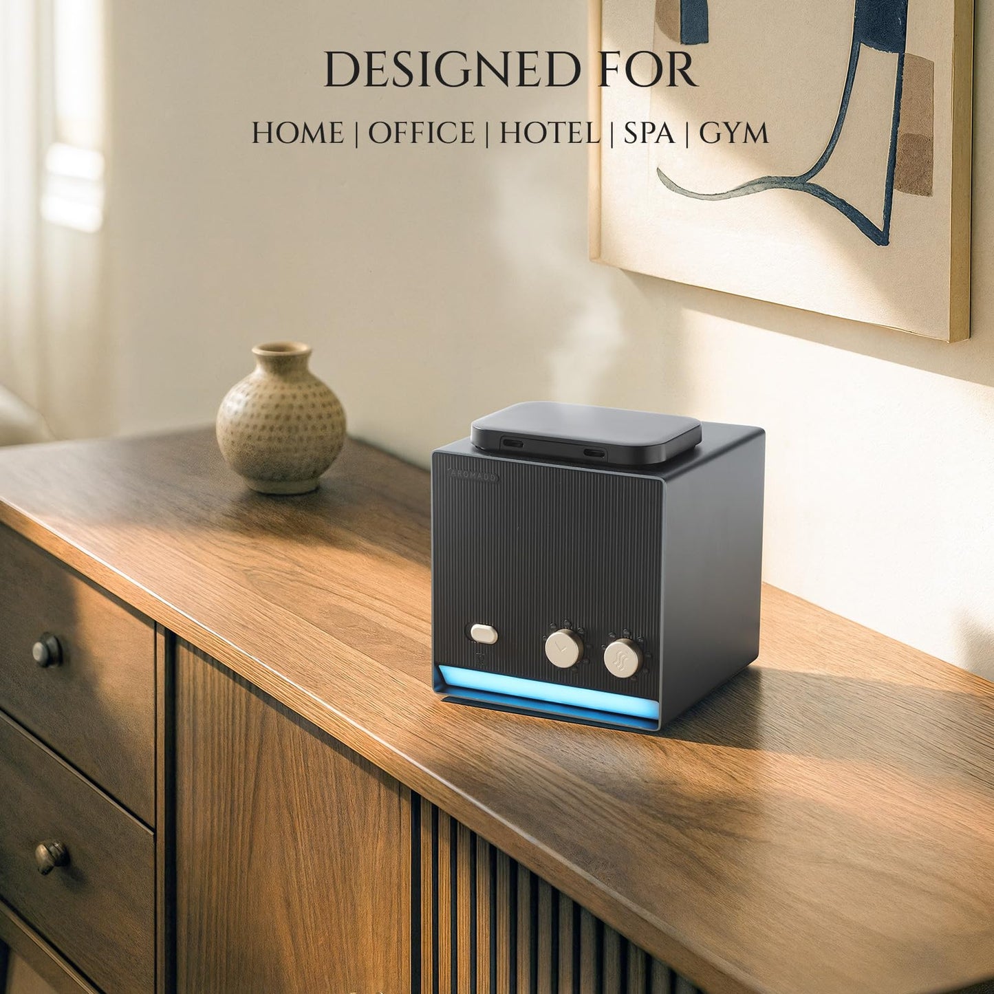 Aromadd Dual-Scent Waterless Diffuser – 2000 Sq Ft, Black Titanium