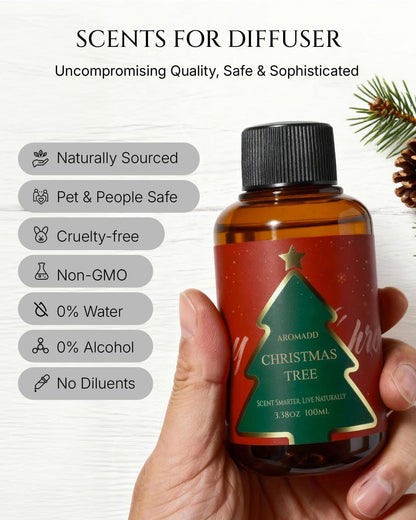 Aromadd Christmas Tree Diffuser Oil - Luxury Hotel Scent, Pine & Cedarwood Amber, 3.38 fl oz (100 mL)