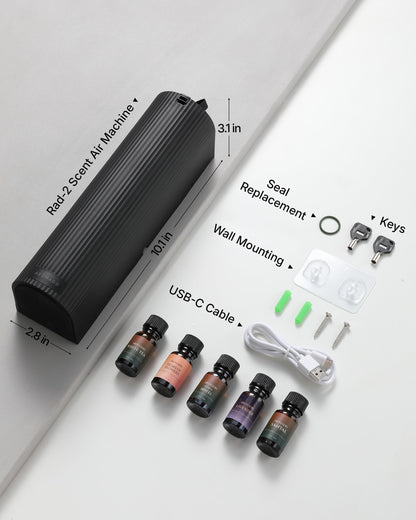Aromadd Scent Diffuser Starter Kit – Waterless Diffuser, 1500 Sq Ft, Black