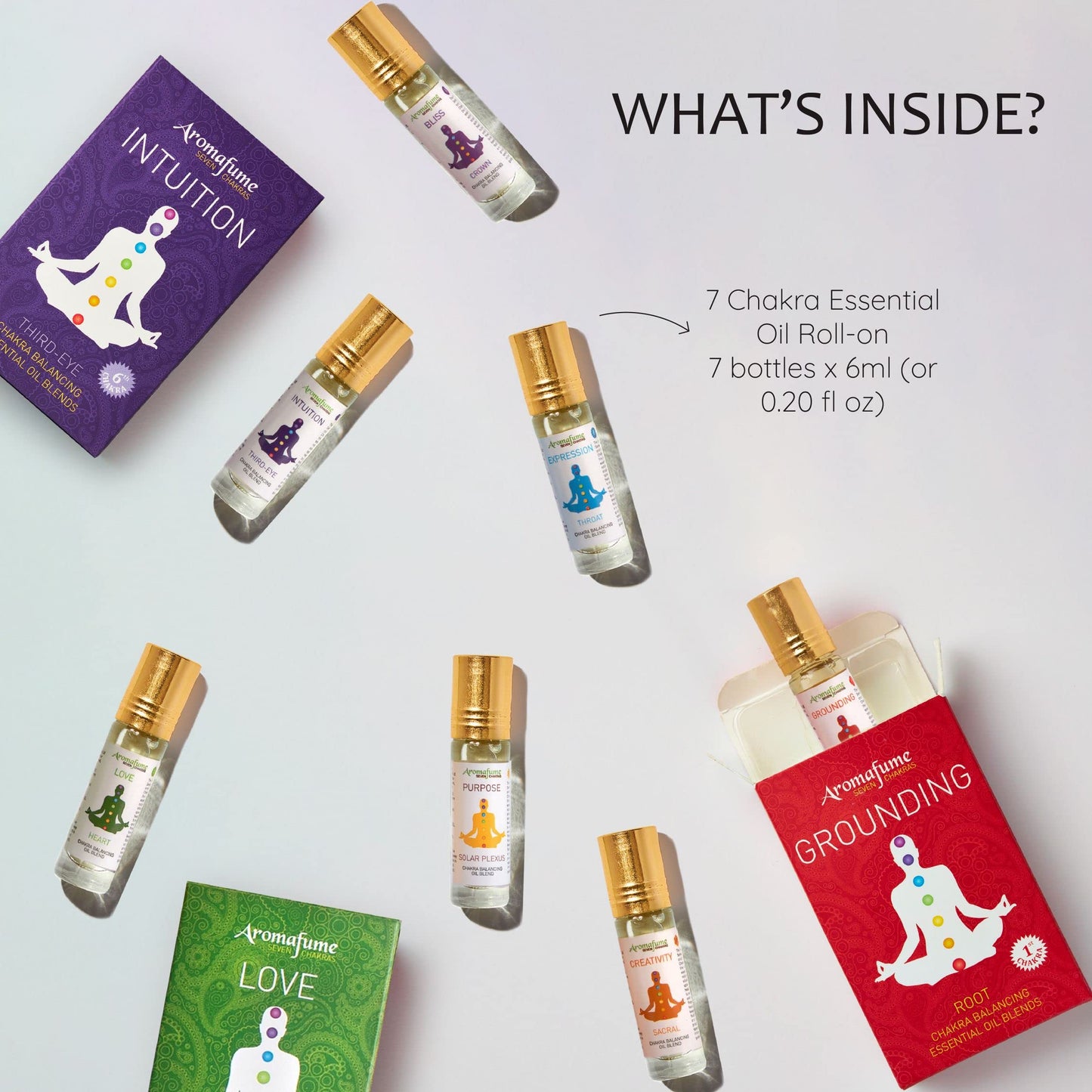 Aromafume 7 Chakra Essential Oil Roll-On Gift Set – 7x6ml (0.2 fl oz)