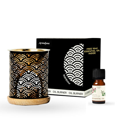 Aromafume Rainbow Essential Oil Burner | Brass Diffuser with Candle & 10ml Oil