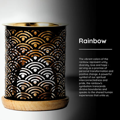 Aromafume Rainbow Essential Oil Burner | Brass Diffuser with Candle & 10ml Oil