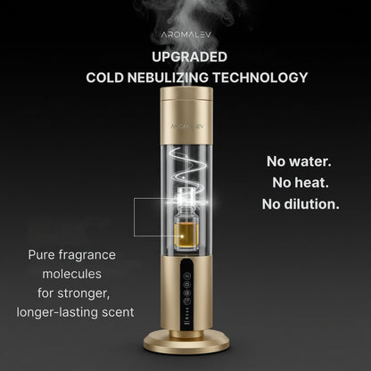 AROMALEV Waterless Diffuser – Wireless, Bluetooth App Control, 1200 sq ft Coverage (Gold)