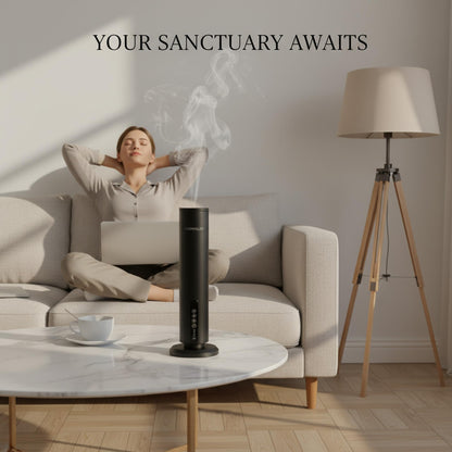 AROMALEV Waterless Tower Diffuser – Wireless, App-Controlled Aromatherapy for Large Rooms
