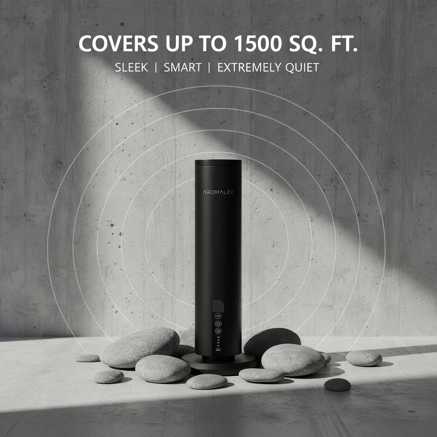AROMALEV Waterless Tower Diffuser – Wireless, App-Controlled Aromatherapy for Large Rooms