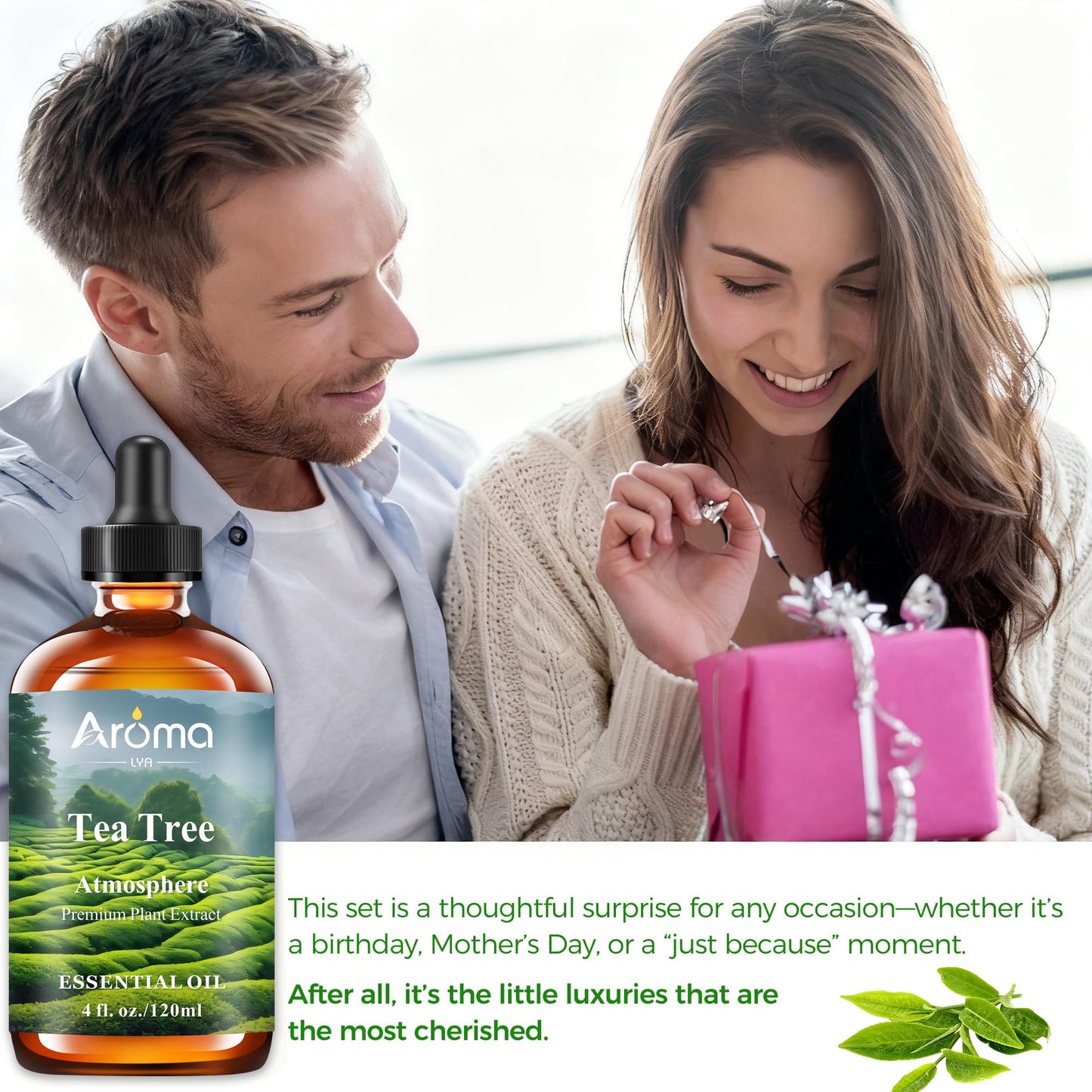 AromaLYA Tea Tree Oil – 4 Oz in Premium Gift Box | 100% Pure Essential Oil