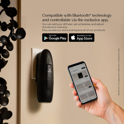 AromaPlan 5-Star Collection 2025 Plug-In Diffuser Cold Air & Waterless – 2 Fragrances Included, Silent 500 sq ft, Bluetooth App Control (Black)