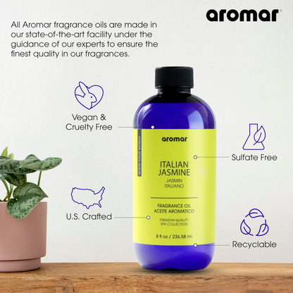 AROMAR Premium Fragrance Oil - Italian Jasmine (8oz) for Diffusers & Home Aromatherapy