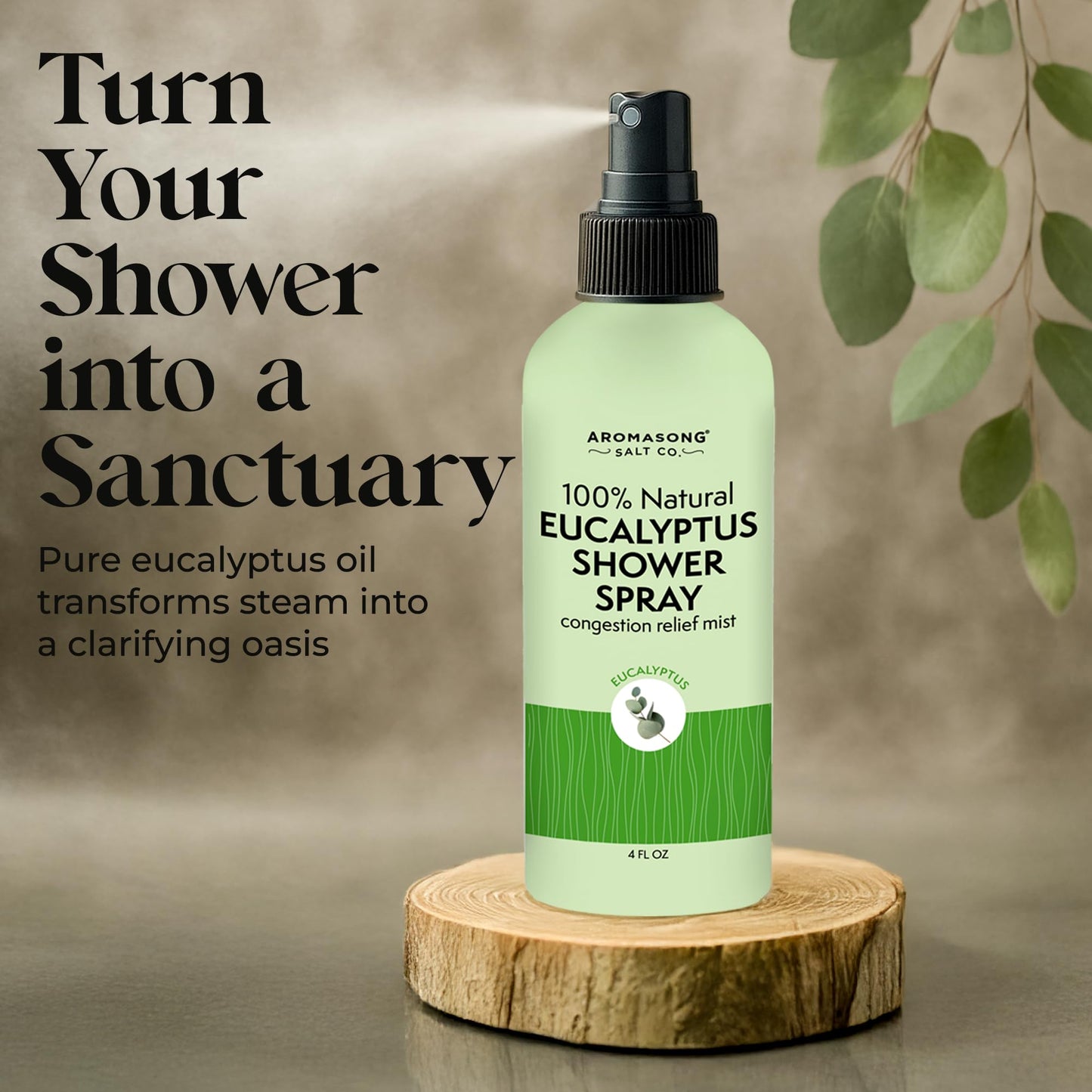 Aromasong Eucalyptus Shower Spray – 100% Natural, Made in USA