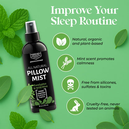 Aromasong Eucalyptus & Wild Mint Pillow Spray – All-Natural Sleep Mist for Deep Sleep