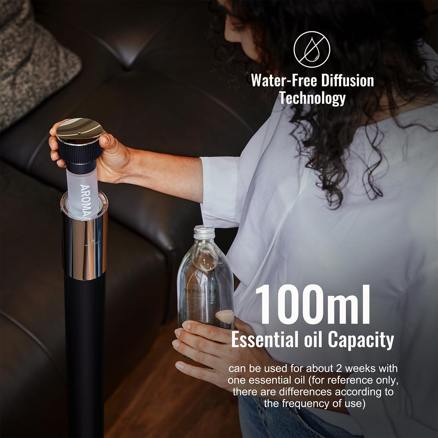 AROMASOUL 40-Inch Waterless Diffuser with App Control – 2000 Sq Ft Coverage, Deep Blue