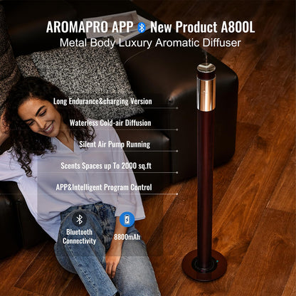 AROMASOUL 40-Inch Waterless Diffuser | Luxury Hotel-Grade, Cordless, App-Controlled, 2000 sq ft