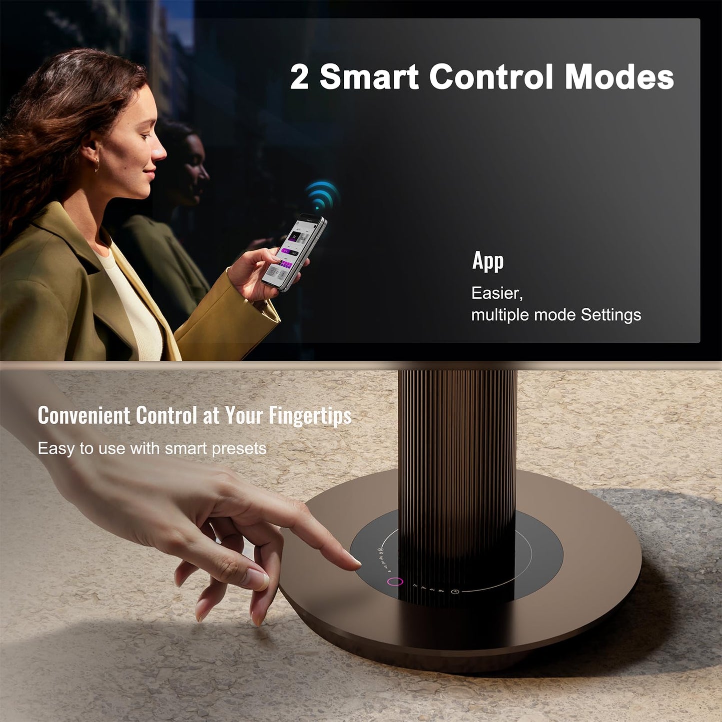AROMASOUL 40-Inch Waterless Diffuser – App-Controlled, 2000 sq ft Coverage, Brown