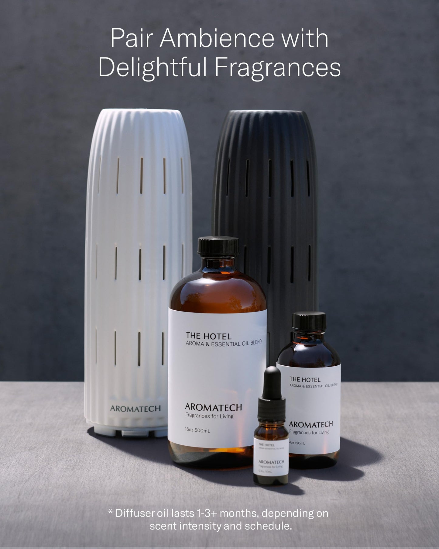 AromaTech Ambience Scent Diffuser White Stone – Waterless Nebulizing Diffuser with Bluetooth for Home, Spa & Hotels