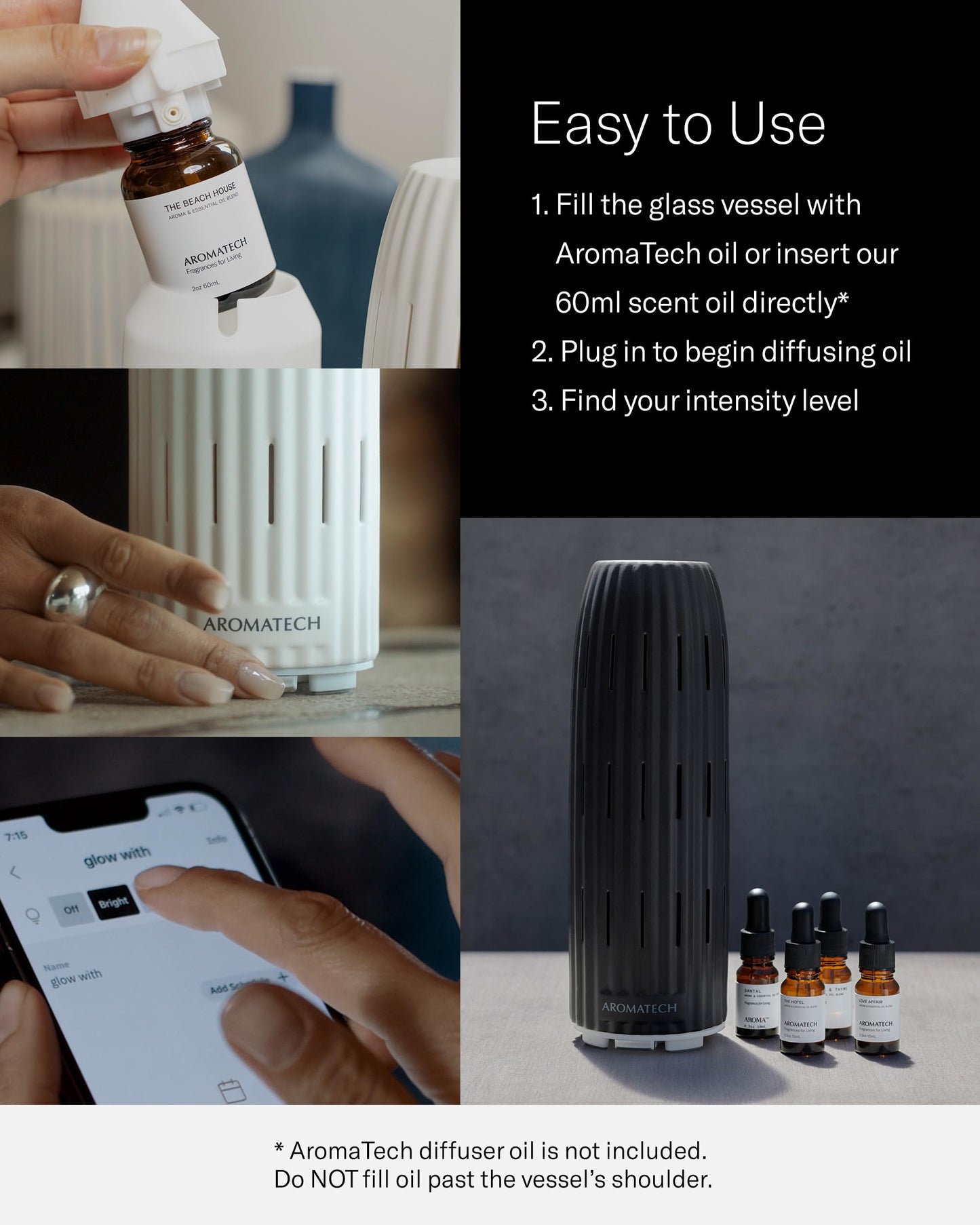 AromaTech Ambience Scent Diffuser White Stone – Waterless Nebulizing Diffuser with Bluetooth for Home, Spa & Hotels